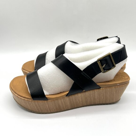 Skechers‎ Womens Size 7.5 Black Vegan Leather Platform Sandals Shoes - Picture 5 of 14